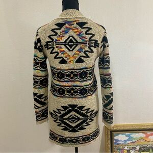 Pinklicious Vibrant Aztec Patterned Cardigan, Cotton Blend, Size L, Cozy, Boho